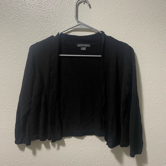 Covington Sweaters - Black short sleeve formal cropped cover up